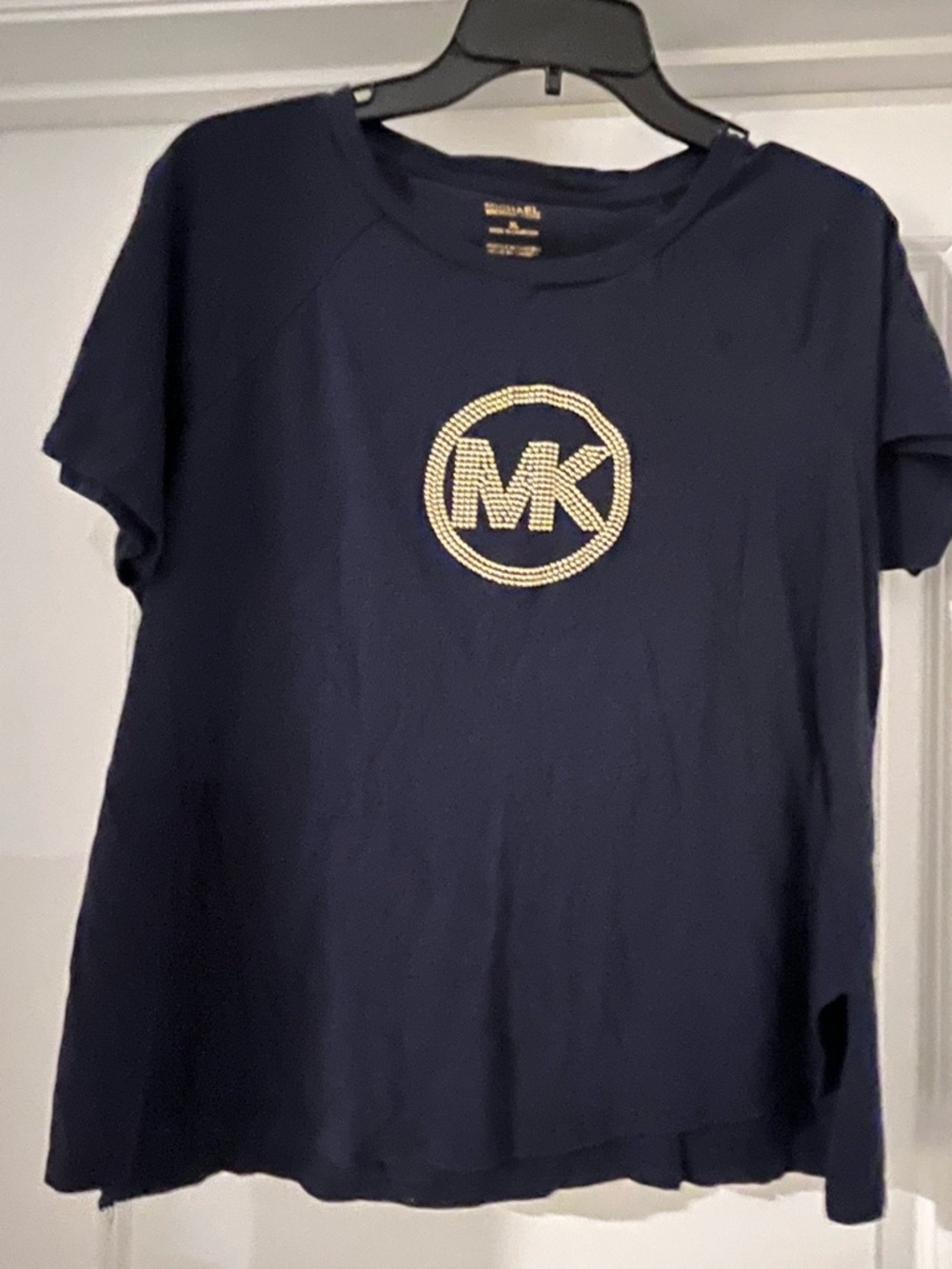 MICHAEL Michael Kors Navy Tee with Gold Stud MK Logo